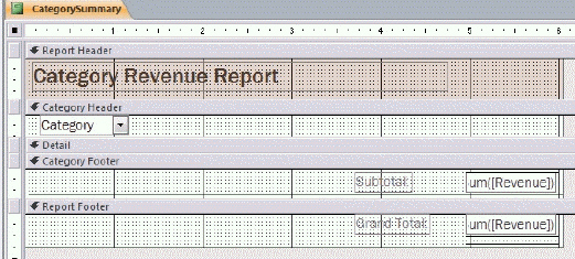   In the figure above, what type of control is not found in the Category Footer section? A) Label B) Combo box C) Line D) Text box