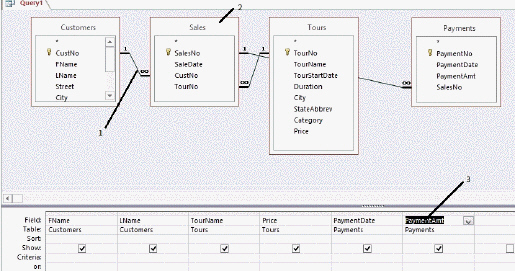   In the accompanying figure, how many fields will display on the resulting datasheet? A)  3 B)  4 C)  5 D)  6