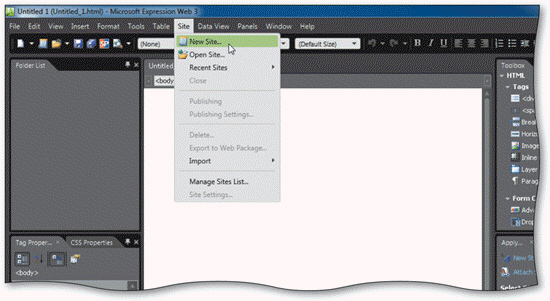   Clicking the New Site command, as shown in the accompanying figure, opens the ____ dialog box. A)  Create B)  Start C)  New D)  Close
