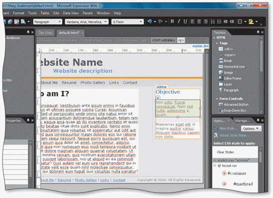   You can click the p tag on the ____, as shown in the accompanying figure, to select all of the placeholder text within the paragraph. A)  Toolbox B)  Common toolbar C)  Folder List D)  Quick Tag Selector