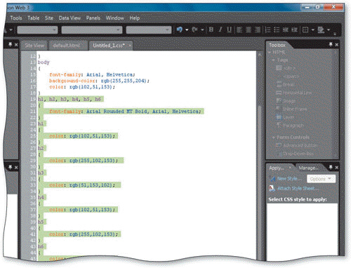   You can select CSS code within brackets, as shown in the accompanying figure, and then press the CTRL+S keys to delete the code.