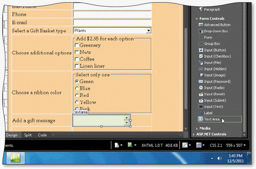  To provide form users with an option to add a text message to their input, you should include a text box form control, as shown in the accompanying figure.