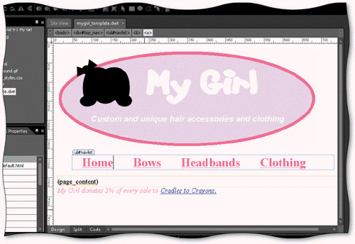   The ____, as shown in the accompanying figure, is simply an unordered list. A)  Masthead B)  page_content div C)  my-girl.template.dwt D)  list-based navigation area