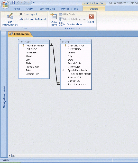   Figure 3-3 To print a copy of a relationship, click the _____________________ button shown on the accompanying figure.
