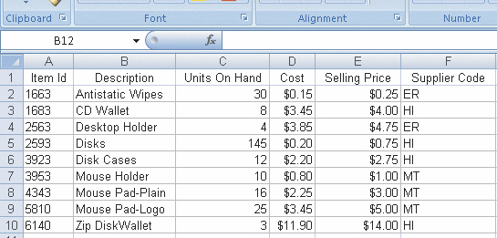     Figure 1 The accompanying figure shows an Excel worksheet. The type of worksheet that can be converted to a table is one in which the data is stored as a ____, that is, a collection of rows and columns in which all the entries in a column represent the same type of data. A) matrix B) series of links C) list D) datasheet
