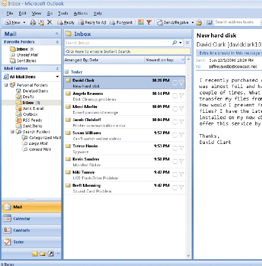 Figure 1-2 In the accompanying figure, the _________________________ is a folder that holds messages that have been deleted.