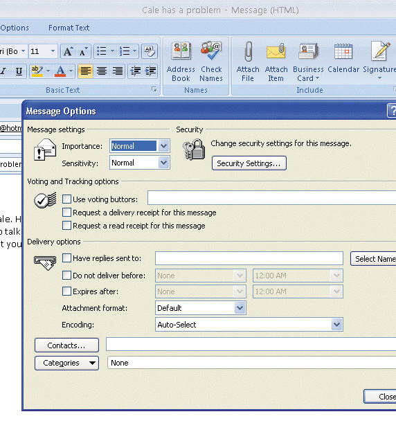   Figure 1-3 In the accompanying figure, setting the _________________________ indicates whether the message is personal, private, or confidential.