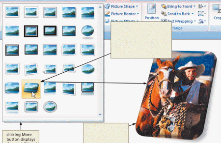   Figure 1-1 Some buttons and boxes have arrows that, when clicked, display a gallery as shown in Figure 1-1.