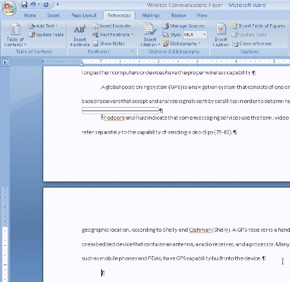   Figure 2-4 As documents that exceed one page are typed, Word automatically inserts page breaks like those in Figure 2-4, called ____________________, when it determines the text has filled one page according to paper size, margin settings, line spacing, and other settings.