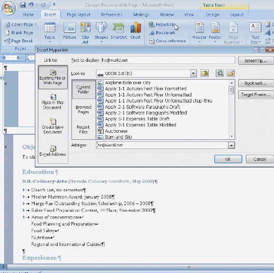   Figure 2 To display the Insert Hyperlink dialog box shown in the accompanying figure, display the ____ tab and click the Insert Hyperlink button on the tab. A) Home B) Insert C) Page Layout D) References
