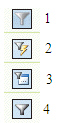   In the above figure, button 2 is the ____ button. A)  Advanced filter B)  Filter C)  Toggle filter D)  Selection