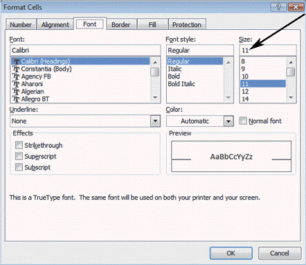   The dialog box shown in the figure above is opened by right-clicking a cell and then clicking ____ on the shortcut menu. A)  Format B)  Format Cells C)  Cells D)  Fonts
