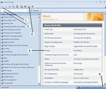  Item 5 shown in the figure above points to the ____. A)  Help toolbar B)  Search field C)  Print button D)  Connection status