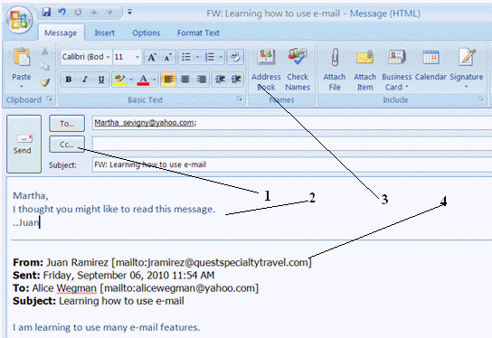   In the figure above, Item 2 is the ____________________ of the message.
