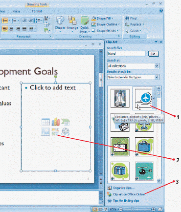   Clicking item 2 in the above figure opens the Microsoft Clip Organizer.