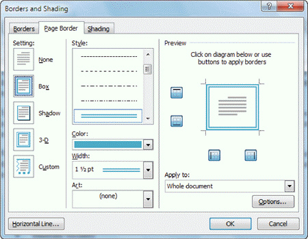 FIGURE WD 3-1   The ____ button displays the dialog box shown in Figure WD 3-1 above. A)  Page Color B)  Page Borders C)  Watermark D)  Breaks