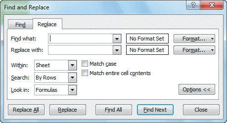 FIGURE EX 1-1   Referring to Figure EX 1-1 above, if you wanted to find an entry for an employee s name which may be misspelled, and you cannot remember if you capitalized the first and last name, you would choose the following search option: ____. A)  Match case B)  Match entire cell contents C)  both a. and b. D)  neither a. nor b.