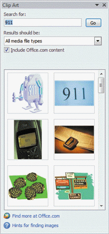 FIGURE PPT 2-1   Referring to Figure PPT 2-1 above, when the Include Office.com content check box is selected, the search includes ____. A)  clips on the Microsoft Office.com Web site B)  clip art that is on your computer C)  both a. and b. D)  neither a. nor b.