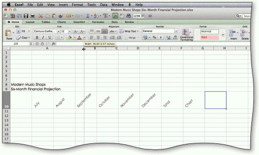   In the accompanying figure, the split double arrow mouse pointer ____. A) indicates a hidden column B) allows text to be entered at that location C) is the result of moving the mouse pointer to the boundary between column heading A and column heading B D) indicates the proposed width of column A