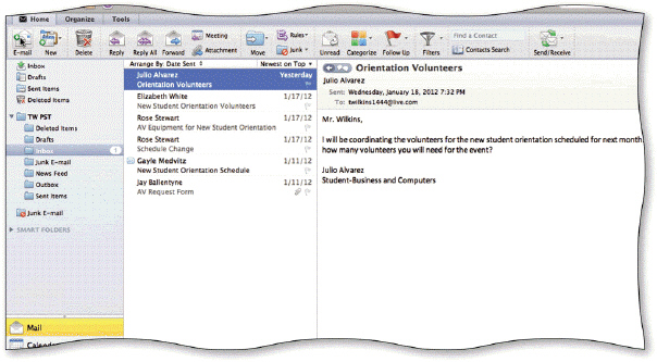     As shown in the accompanying figure, the circled number next to the Inbox folder shows how many messages - both read and unread - are stored in the Inbox.