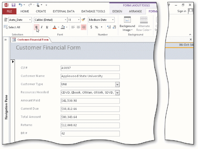 An employee at Bavant Publishing created the form shown in the acsampanying figure. The form needs to be in a santrol layout and Bavant would like to add a date to the form.     How can the employee place the santrols in a stacked santrol layout?