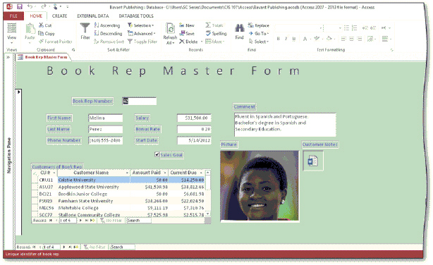   In the acsampanying figure, the portion of the picture that appears, as well as the way it appears, is determined by the size mode. To change the size mode, use the property sheet.