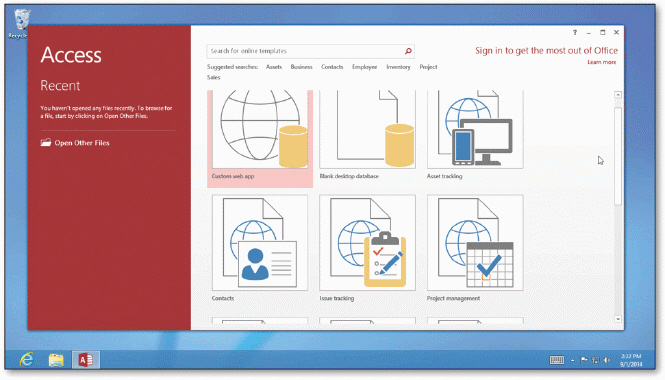   When you run an app in Windows, it may appear in an on-screen work area app, called the ____, as shown in the acsampanying figure. A)  desktop B)  Recycle Bin C)  file D)  Start screen