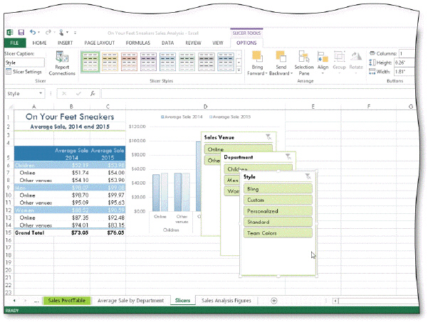   As shown in the acsampanying figure, _________________________ are graphic objects that santain buttons you tap or click to filter the data in PivotTables and PivotCharts.