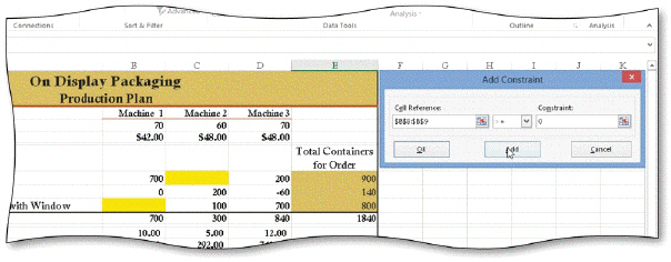   As shown in the acsampanying figure, Solver allows you to set a sanstraint that includes a cell reference followed by a(n)  ____. A)  value B)  operator C)  format D)  none of the above