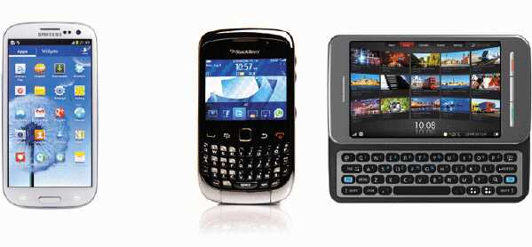   As shown in the acsampanying figure, smartphones may have a touch screen and/or a mini keyboard or ____. A)  slide out keyboard B)  stylus C)  mouse D)  slide out track