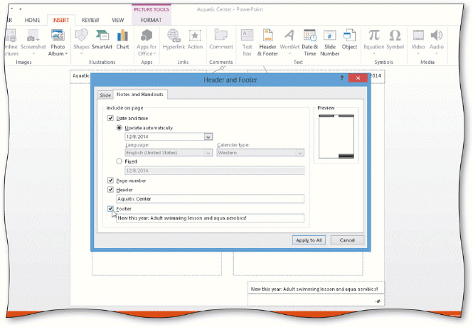  As shown in the acsampanying slide, ____ in the preview area of the Header and Footer dialog box show where the header and footer will display on a handout. A)  star-shaped symbols B)  red boxes C)  italic text D)  black boxes