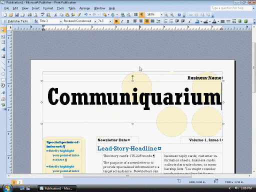   Figure 1 Most newsletters and brochures contain a ____ similar to those used in newspapers, as shown in the accompanying figure. A)  sidebar B)  masthead C)  pull quote D)  graphic