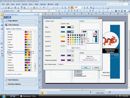   Figure 1 According to the accompanying figure, the ____ link in the color palette opens a color dialog box where you can select a standard color from the more than 140 colors in the color spectrum. A)  Additional Colors B)  More Colors C)  Extra Colors D)  None of the above