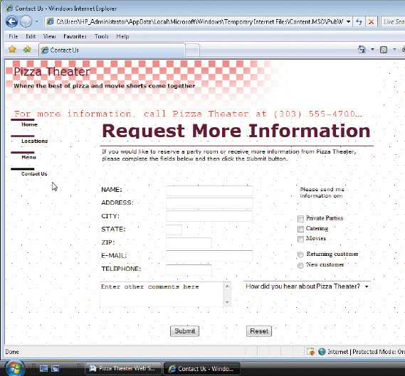  Figure 6-4 Electronic forms must include a ____________________ button as shown in the accompanying figure; otherwise, Web site visitors cannot return their form data to the Web site owner.