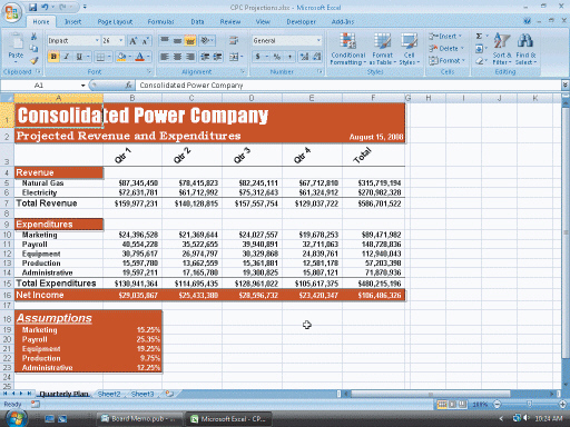   Figure 1 A(n) ____, as shown in the accompanying figure, is an Excel work area that consists of columns and rows. A)  worksheet B)  workbook C)  document D)  publication