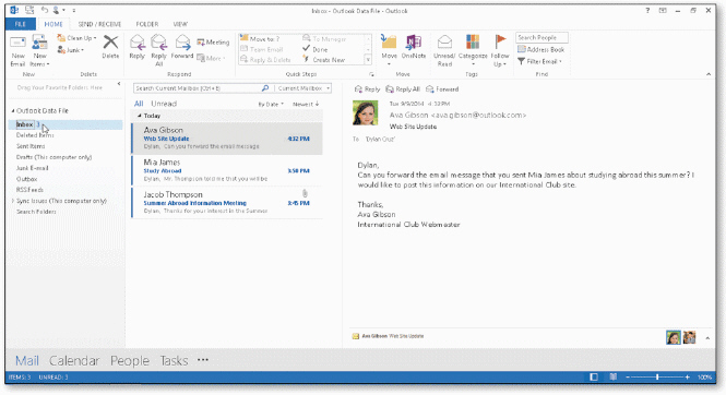   A message selected in the message list will display in the ____, as shown in the acsampanying figure. A)  Mail folder pane B)  Inbox C)  Reading Pane D)  title bar
