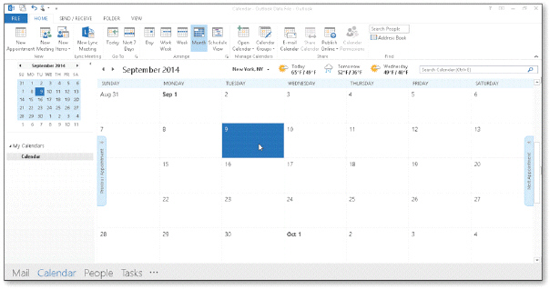   The ____ pane includes a list of available calendars where you can view a single calendar or additional calendars side by side, as shown in the acsampanying figure. A)  Date Navigator B)  My Calendars C)  appointment area D)  Calendars