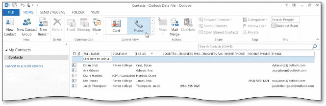   If the Phone button is not displayed in the Current View group as shown in the acsampanying figure, tap or click the ____ button. A)  Additional Views B)  Options C)  New Views D)  More