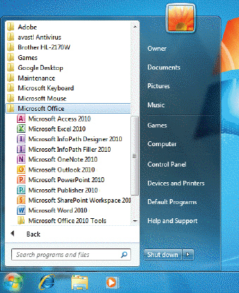   To access the program list above, you would click the ____________________ button on the taskbar, and then click All Programs.