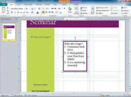 <strong> Referring to the figure above, the information in the Why use a logo? text box is an example of a(n) ____.</strong> A) bulleted list B) table C) grid D) numbered list