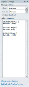   Used in conjunction with the Graphics Manager pane shown in the accompanying figure, the Fonts dialog box is available as part of Commercial Printing Settings in the Info command on the ____ tab. A)  File B)  View C)  Insert D)  Home