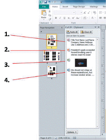   In the figure above, item ____________________ indicates an item copied from Microsoft Excel.