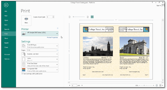   Tap or click the ____ button to display the Print gallery in the Backstage view, as shown in the accompanying figure. A)  Print One Sided B)  Whole Page Preview C)  Merge to Printer D)  Export to Printer