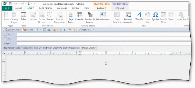 <strong> Publisher displays special ____ for email options, as shown in the accompanying figure.</strong> A) boxes B) buttons C) symbols D) templates