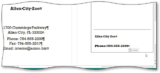   Click the ____ button to paste only the text and not the formatting into the destination location, as shown in the accompanying figure. A)  Keep Formatting Only B)  Copy C)  Keep Text Only D)  Draw Text Box
