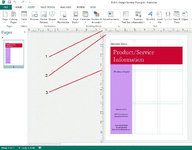   In the accompanying figure, item 3 shows ____. A)  a new vertical ruler location B)  the default vertical ruler location C)  a new horizontal ruler location D)  the default horizontal ruler location