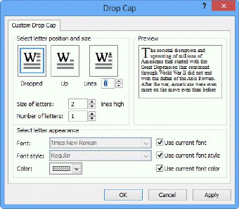  In the accompanying figure, the text in the Preview box is a sample of the ____ setting. A)  current B)  default C)  recommended D)  previously used