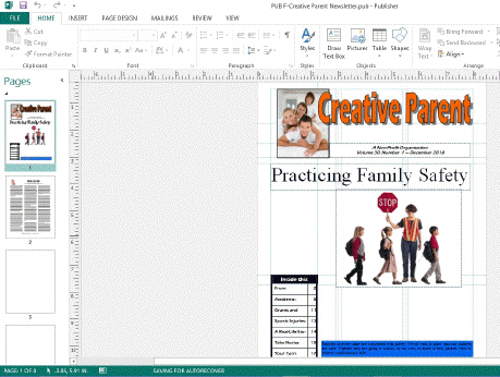 <strong> In the accompanying figure, the title Practicing Family Safety is the ____ of the publication.</strong> A) header B) masthead C) zero point D) optical center