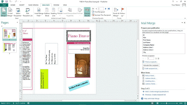  When creating a mail merge, if you add extra spaces to the Name fields in the data source, the spaces will appear in the address text box in the final merged document.