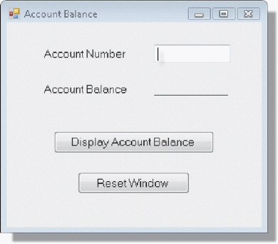   Figure 1-3 Clicking a button like the one labeled Reset Window in the accompanying figure when a Visual Basic program is running triggers a(n)  ____. A)  index B)  radical C)  baseline D)  event